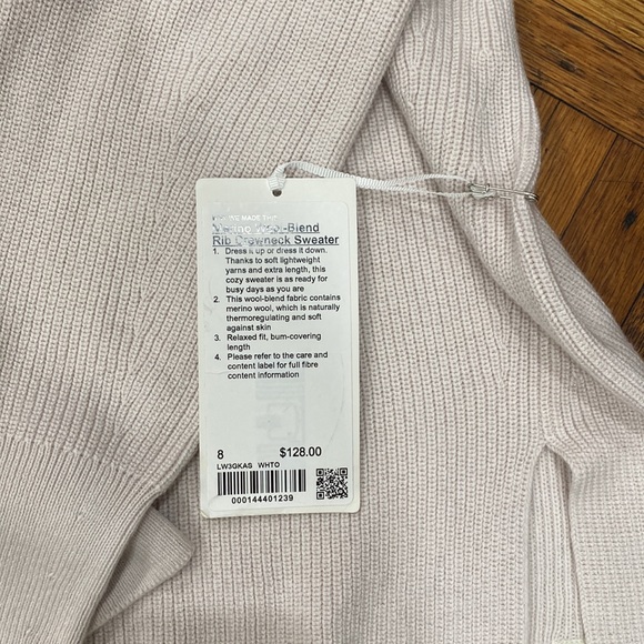 Lululemon Merino Wool-Blend Ribbed Crewneck Sweater size 8 - Picture 4 of 6